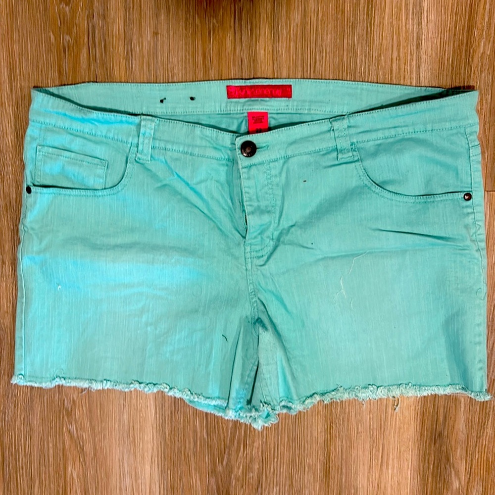 Turquoise jean shorts